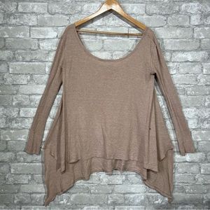 Free People Women's Small Ventura Drippy Raglan Thermal Top Oatmeal Beachy Shirt